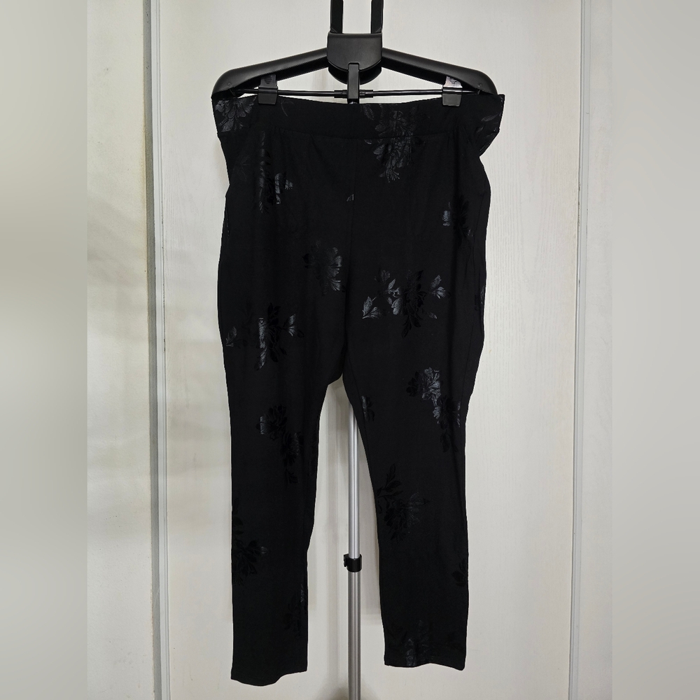 Torrid Black Pants with Subtle Floral Design